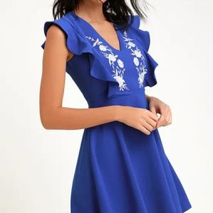 Lulu's New Adventure Embroidered Skater Dress